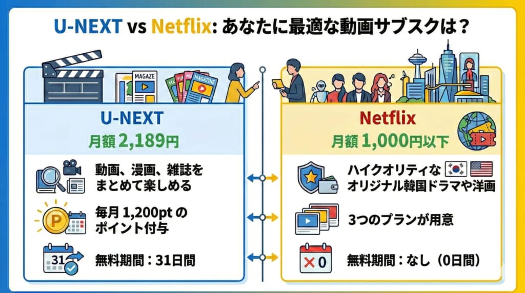 U-NEXTとNetflixの違いまとめ