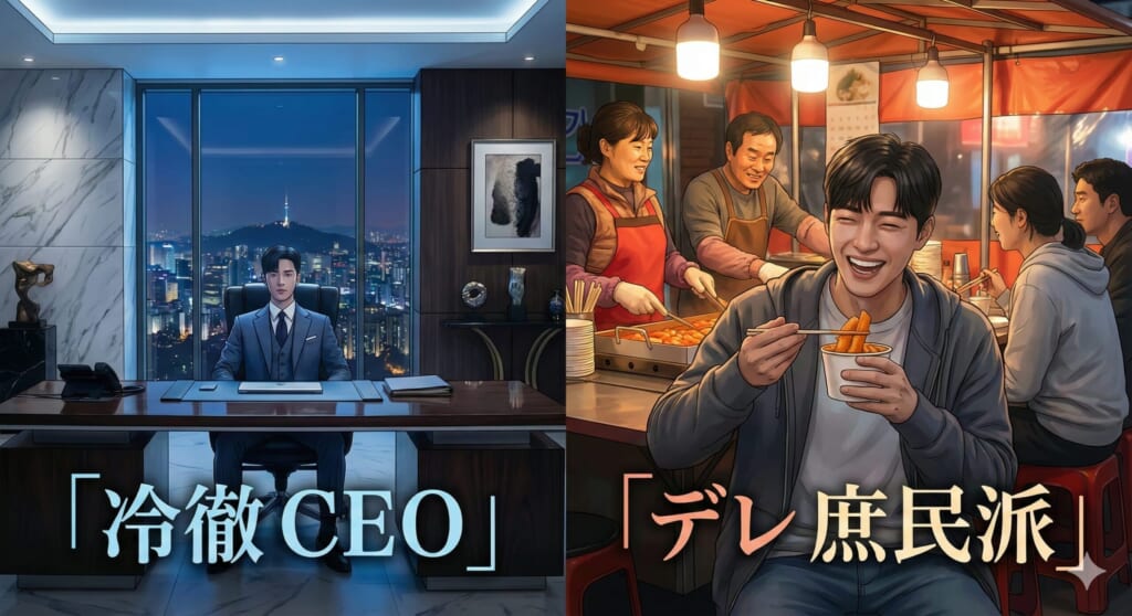 財閥ドラマのキラキラした世界観とギャップを表現したイラスト