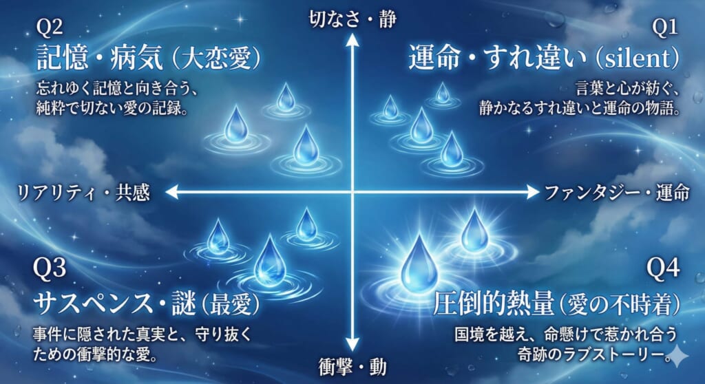 泣ける恋愛ドラマの感情分類マップ