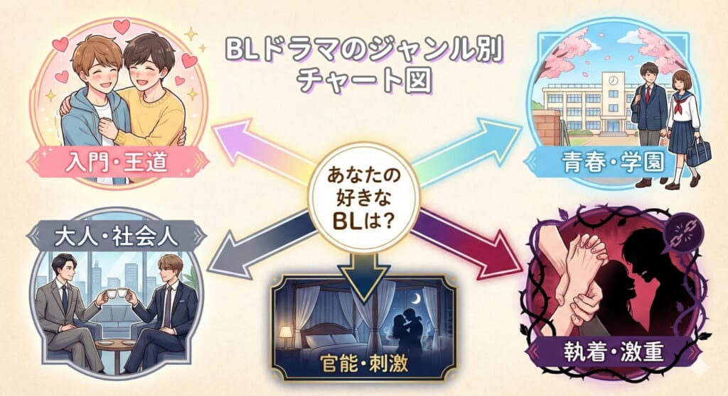 BLドラマのジャンル別チャート図